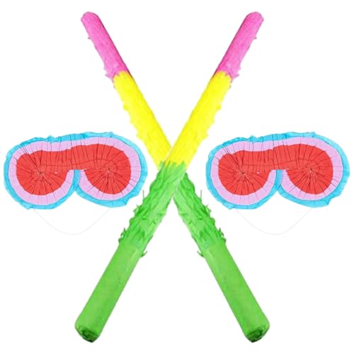 Cabilock 4 Stück Teiliges Set Piñata Sticks mit Augenbinde für Kindergeburtstag Lustige Partydekorationen für Mottopartys Festivals und Feiern von Cabilock