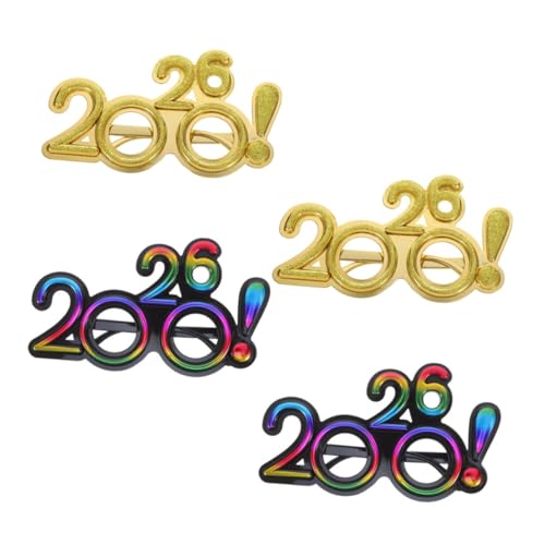 Cabilock 4 Stück Teiliges Year Partybrillen mit Glitzer Leichte und Bequeme Neujahrs Party Sonnenbrillen Kreative Dekoration für Silvesterfeiern Passend für Gesichtsformen von Cabilock