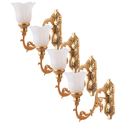 Cabilock 4 Stücke Miniatur Wandleuchte 1:87 Puppenhaus Wandlampe Hängelampe Mini LED Beleuchtung Lampe Modellbau Puppenstube Zubehör Feengarten Ostern Deko Landschaft Dekoration von Cabilock