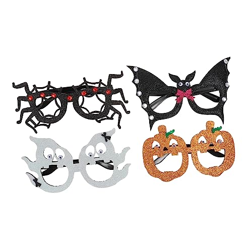 Cabilock 4 Stücke Teiliges Halloween Kostümbrillen Set für Kreative Dekorationsbrillen mit Kürbis Geist Fledermaus und Spinne für Unvergessliche Halloween Partys von Cabilock