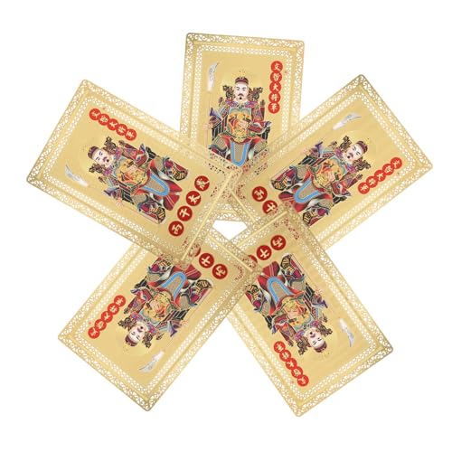 Cabilock 5 Stück Teiliges Feng Shui Taisui Amulett aus Kupfer Schutzkarte für Jahr des Pferdes Langlebiges Glücksbringer Geldbörse oder Anhänger Traditionelle Chinesische Segnungskarten von Cabilock