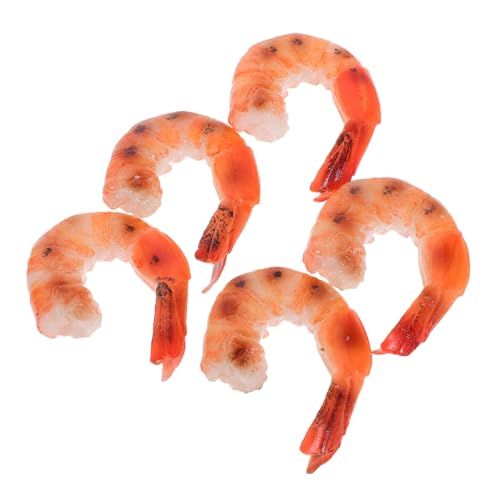 Cabilock 5 Stück Teiliges Künstliche Garnelen aus Realistische Nachbildung Gekochter Shrimps Langlebige Dekofiguren für Küche Restaurant Supermarkt Party und Schaufenster von Cabilock