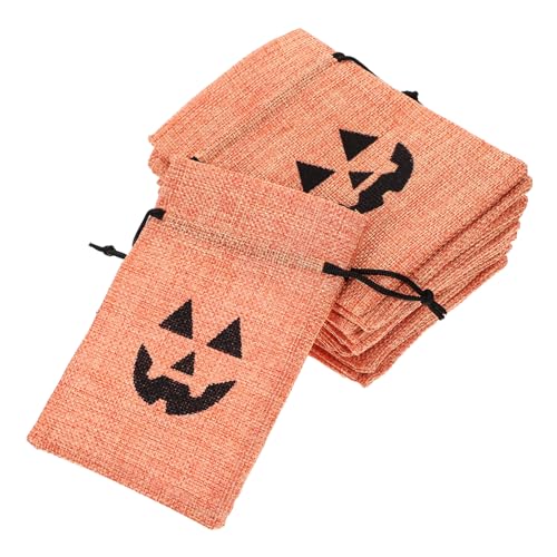 Cabilock 50 Stück Kürbislaterne -süßwarenbeutel Tasche Mit Kordelzug Halloween-goodie-bags Halloween - Favorisieren Halloween-bevorzugungsbeutel Festival Taschen Orange Hanfimitat von Cabilock