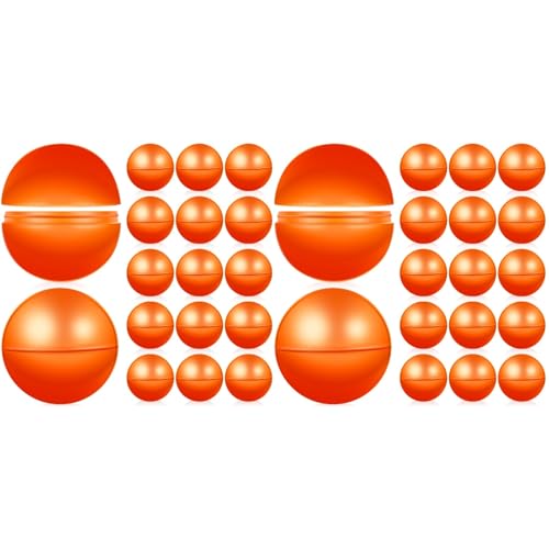 Cabilock 50er Tombola Bälle Set - 4cm Teilbare Plastikkugeln für Bingo, Partygeschenke, Wiederbefüllbare Spielkugeln mit Aufbewahrungsbox (Orange) von Cabilock