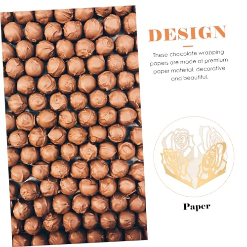 Cabilock 50 Stück Schokoladentrüffel Papierförmchen mit Filigranem Hohlblumen Design Leichte Kompakte Pralinen Verpackung für Hochzeit Party und Dessertdekoration Glänzendem Gold von Cabilock