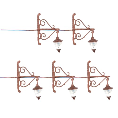 Cabilock 5St Moos Mikro Landschaft Ornamente Lampe Architektur Sand Tisch Modell Wandlampe Material passende Lampe Puppenhaus 1:87 Wandlampe 5 Stück (goldenes warmes gelbes Licht) Laterne von Cabilock
