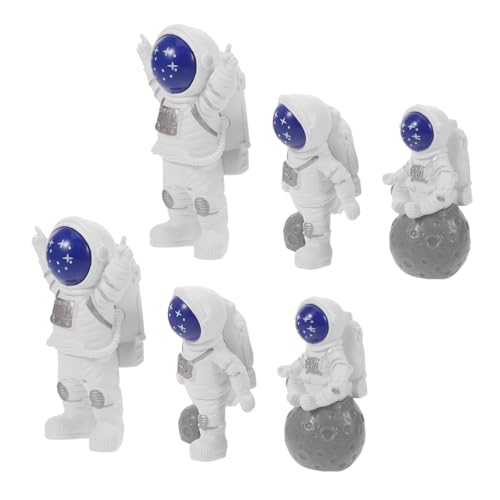 Cabilock 6 Stück Astronaut Resin Figuren Weltraum-thema Miniaturen Kuchen Tischdekoration Kindergeburtstag Outer Space Party Ornamente von Cabilock