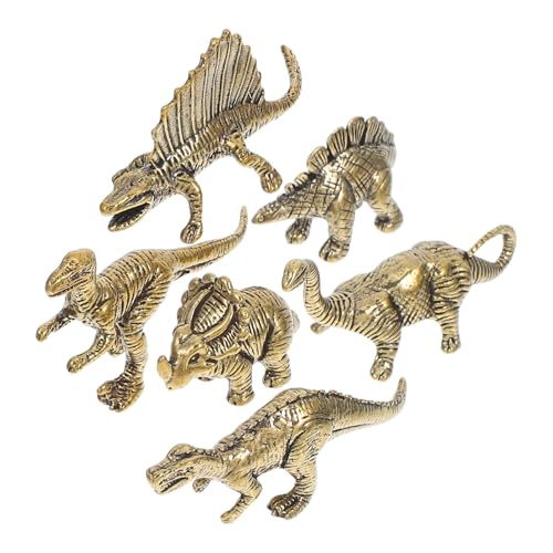 Cabilock Retro Dinosaurier Figuren Set 6 Stück Miniatur Dinosaurier Ornamente Messing Dinosaurier Ornamente Vintage Home Decor Welt von Cabilock