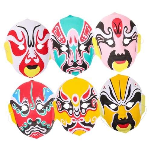 Cabilock 6 Stück Sichuan Masken Handgefertigte Flocking Masken für Kostümpartys Cosplay und Aufführungen Vielfältige Designs für Besondere Anlässe von Cabilock