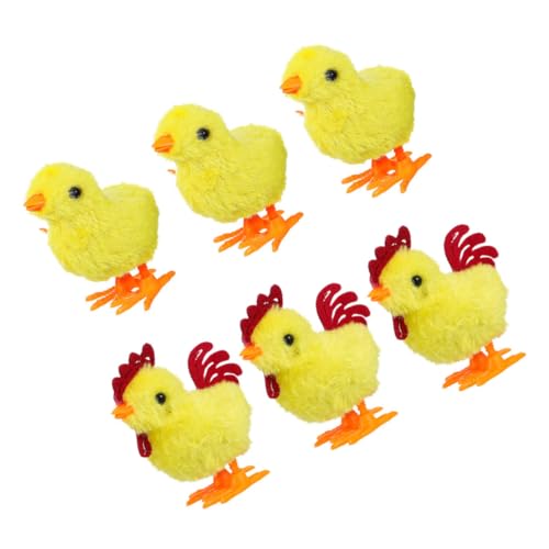 Cabilock 6 Stück Teiliges Mechanischer Aufziehküken Plüschtier mit Realistischem Lebendige Farben Hüpft und Flippt Interaktiv für Farm Tier und Ostergeschenk von Cabilock