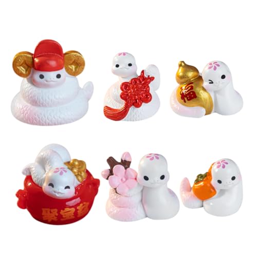 Cabilock 6 Stück Teiliges Mini Schlangen Figuren aus Langlebigem Harz Niedliche DIY Dekoration für Auto Armaturenbrett Geburtstagsparty und Vielseitige Kleine Tierkreiszeichen Skulpturen von Cabilock