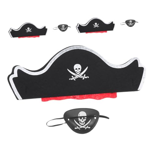Cabilock 6 Stück Teiliges Piratenkostüm Set mit Piratenhüten und Filz Augenklappen Vielseitiges Halloween Partyzubehör für Kindergeburtstag Piratenhut und Rollenspiel Accessoires von Cabilock