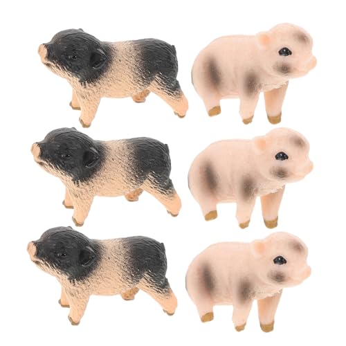 Cabilock 6 Stück Teiliges Realistische Schweinefiguren aus Resin Stabile Farmtier Spielzeuge für Detailgetreue Schweine für DIY Dekoration Feengarten Zubehör und Mikrolandschaft Ornamente von Cabilock