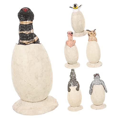 Cabilock 6 Stück Tier Ei Modelle Realistische Tier Schlüpfspielzeuge aus Resin für Dinosaurier Pinguin Kreatives Lernspielzeug für Vorschulkinder Schreibtisch Dekoration von Cabilock