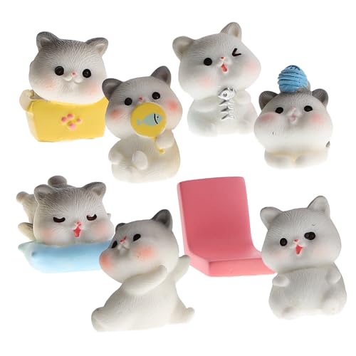 Cabilock 8 Stück Mini-harztiere Kleine Katze Katze Für Den Garten Minikatzen Mini-katzenstatue Minifiguren Aus Kunstharz Kleine Tiere Tierfiguren Miniatur-Katze Aus Harz Katzenfigur Harz von Cabilock
