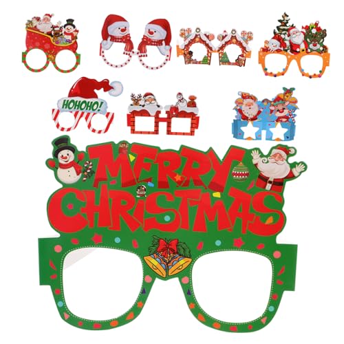 Cabilock 8 Stück Teiliges Weihnachtsbrillen aus Papier Leichte Partybrillen mit Lustigem Xmas Design Fotorequisite für Weihnachtsfeier und Festliche Verkleidung von Cabilock