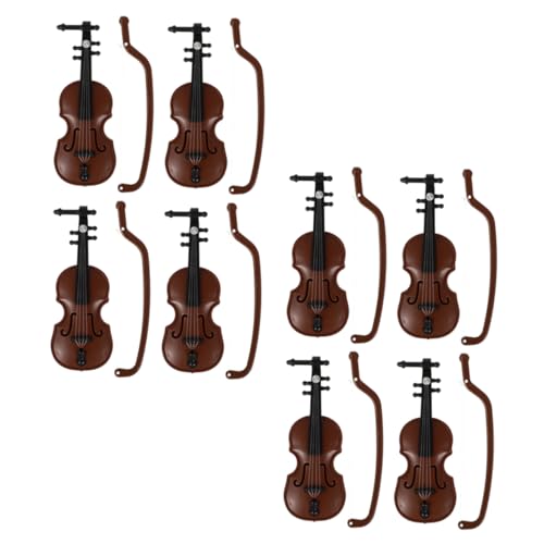 Cabilock 8st Puppenhaus-Geige Geige Mit Bogen Miniatur-spielzeuggeige Mini-geigenspielzeug Miniatur-puppenhausmodell Geigenspielzeug Miniatur Spielzeuggeigen Musical Violine Plastik Zubehör von Cabilock