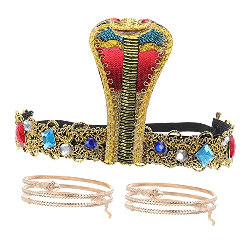 Cabilock Schlangen-schmuckset 3-teilig Oberarmreif Schlangen-armreif Ägyptischer Kopfschmuck Für Frauen Und Mädchen Halloween-kostüme von Cabilock