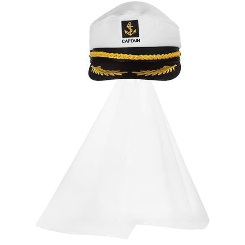 Cabilock Braut Kapitän Hut mit Schleier - Stilvoller Matrosenhut für Junggesellinnenabschiede & Yachtveranstaltungen - Einzigartiges nautisches Cosplay-Accessoire für Frauen Cabilock Braut Kapitän Hut mit Schleier - Stilvoller Matrosenhut für Junggesellinnenabschiede & Yachtveranstaltungen - Einzigartiges nautisches Cosplay-Accessoire für Frauen von Cabilock