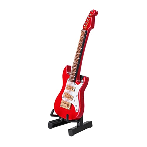 Cabilock E-Gitarren-Ornamente Gitarrendekorationen Gitarren-tortenaufsatz Miniatur Gitarren Kleine Gitarre Miniatur -musikinstrumente Miniaturen Mini -gitarrenschmuck Musical Hölzern Rot von Cabilock