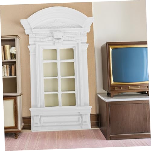 Cabilock Europäisches Fenstermodell Dollhouse -Bauteile Puppenhausfenstermodell Miniatur -Wohnungsdekorationsfenster Dollhouse -Renovierungsteile DIY Fairy House Fenster Plastik Weiß von Cabilock