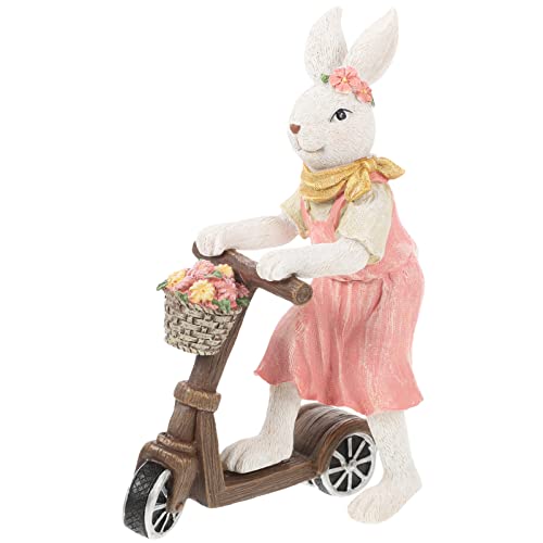 Cabilock Fahrradkaninchenverzierung hasenfiguren Hasen gartendekoration Tierfigur raumdeko Kaninchenstall Auto Ostern Kleines Kaninchenhandwerk aus Harz Haushasen-Ornamente Rosa von Cabilock