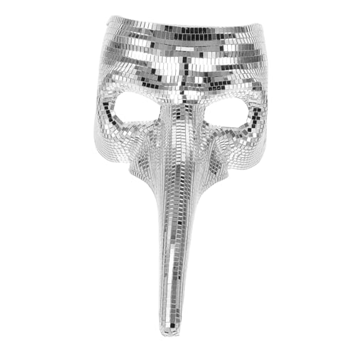 Cabilock Halbgesichts Vogel Schnabel Maske Silber Halloween Kostüm Requisit Langschnabel Design Komfortabel Wiederverwendbar Für Party Maskerade Rollenspiel Erwachsene von Cabilock