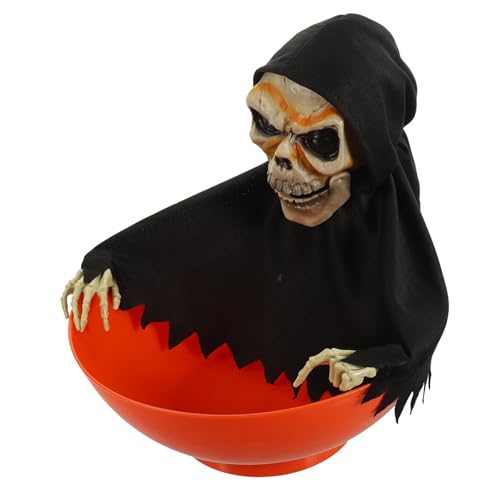 Cabilock Halloween Candy Dish mit Bewegungsaktiviertem Sound und Lichteffekt Leuchtender Skelett Bonbonschale Süßigkeitenschale für Halloween Deko Innen Außen Gruselige Tischdekoration von Cabilock