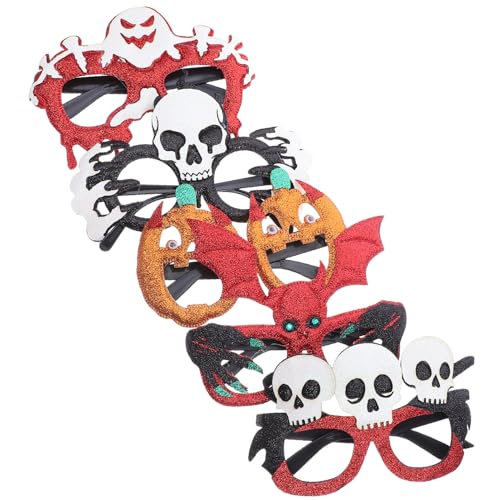Cabilock Halloween-Glitter-Partybrille, Kürbis-/Fledermaus-Schädel-Brille, Foto-Requisiten für Halloween-Partys, Cosplay-Dekorationen, 5 Stück Cabilock Halloween-Glitter-Partybrille, Kürbis-/Fledermaus-Schädel-Brille, Foto-Requisiten für Halloween-Partys, Cosplay-Dekorationen, 5 Stück von Cabilock