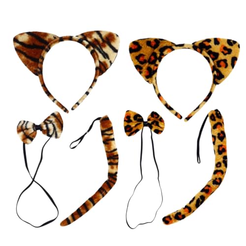 Cabilock Halloween Tierkostüm Kopfschmuck Mit Ohren Und Fliege Karnevalsaccessoires Für Partys Kostüme Und Festivals Tiger von Cabilock