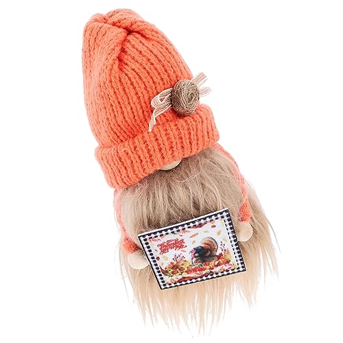 Cabilock Herbstliche Gnom Puppe mit Strickmütze Süße Erntedank Tischdekoration Weiche Cartoon Figur aus Baumwolle Langlebig und Kreatives Partydekor für Thanksgiving Feier von Cabilock