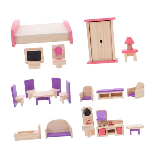 Cabilock Holz Puppenhaus Möbelset für DIY Miniatur Möbel Einfach Zusammenbaubar Kreatives Kreativität und Geschicklichkeit Familienzeit Spielspaß von Cabilock
