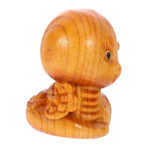 Cabilock Holzschnitzerei-schlangenornamente Weißes Sparschwein Reptilienpflanzen Aquarium Kinderspielzeug Schlangenskulptur Seeaffen Wiedergeboren Matschig Ausgestopft Frosch Zypresse Brown von Cabilock
