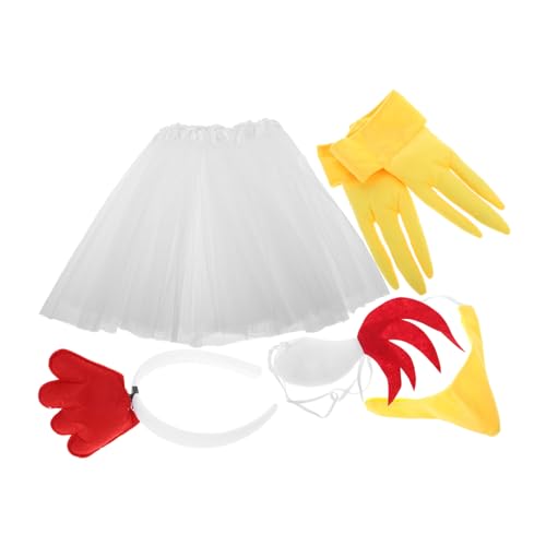 Cabilock Hühnchen Kostüm Set mit Stirnband Krallenhandschuhen und Tutu Rock Kreatives Party Accessoire für Damen für Halloween Weihnachten und Festival Verkleidung von Cabilock