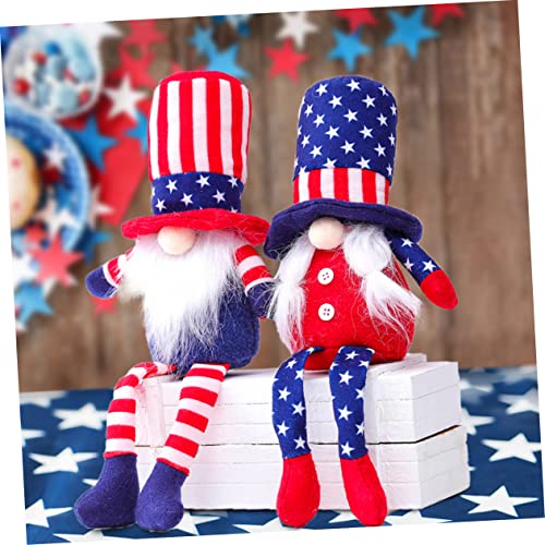Cabilock Independence Day Deko Gnom Puppe mit Langen Beinen und Streifenhut Sitzende Festival Geschenkfigur für Tisch und Cabilock Independence Day Deko Gnom Puppe mit Langen Beinen und Streifenhut Sitzende Festival Geschenkfigur für Tisch und von Cabilock