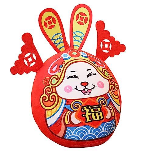 Cabilock Jahr des Kaninchen-Plüschtiers Chinese New Year Rabbit Hasen Kuscheltier Spielzeuge Hasenpuppe entzückendes Häschendekor Chinesisches Tierkreiszeichen schmücken Geschenk Baby von Cabilock