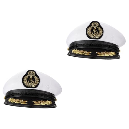 Cabilock Kapitänsmütze Kinder 2 Stück General Hut Matrosen Hut Admiral Hut Kostüm Kappe Hut Yacht Hut Sommer Schiebermütze Herren von Cabilock