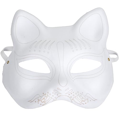 Cabilock Katzenmasken Therian-Masken Weiße Katzenmasken Leere Diy-Halloween-Maske Tier-Halbgesichtsmasken Anziehmasken Für Maskerade Halloween-Cosplay-Masken Kostüm-Partygeschenke 2 von Cabilock