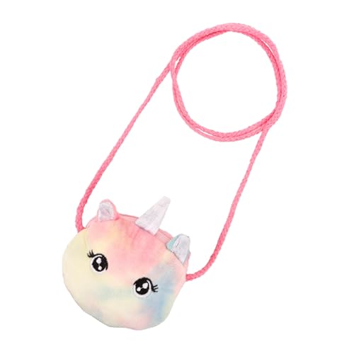 Cabilock Kinderschultertasche Einhorn Plüsch Umhängetasche mit Verstellbarem Gurt Kleine Crossbody Handtasche für Mädchen Münzfach Cartoon Muster für Party und Outdoor von Cabilock