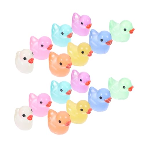 Cabilock Kleine Mini Enten 30st Leuchtendes Entlein Mini-frösche Frosch Licht Kleine Frösche Entenplüsch Leuchtende Entenfigur Körperstatue Aus Kunstharz Harzstatue Mini-Harz-Ente Hofente Colorful von Cabilock