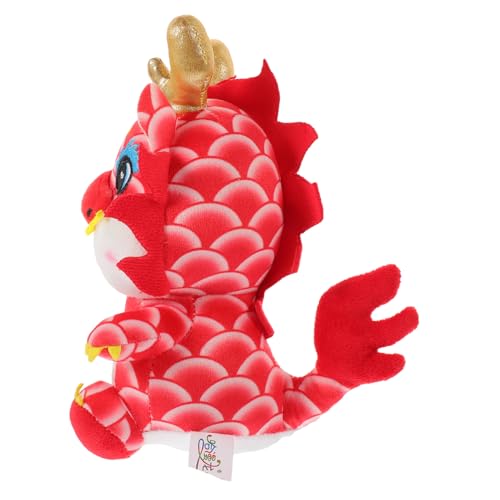 Cabilock Kleiner Chinesischer Plüschdrache Sitzend Rotes Stofftier Maskottchen Niedliche Drachenspielzeug Dekoration für Chinesisches Neujahr für Familie und Freunde von Cabilock