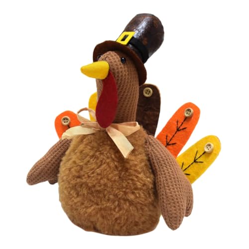 Cabilock Kleiner Handgefertigter Kuscheltürke Weiche Herbstdeko Festliche Thanksgiving-tischmitte Detailreiche Stoffpuppe für Gemütliche Erntedank Herbstfeiern von Cabilock