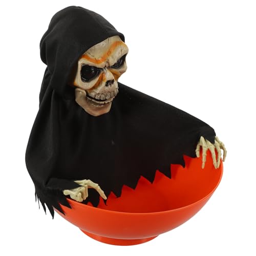 Cabilock Leuchtender Halloween Candy Dish mit Beweglichem Geisterkopf Kürbisform Snackschale für Partydekoration Batteriefrei Wiederverwendbar Gruselige Geisterparty Deko von Cabilock