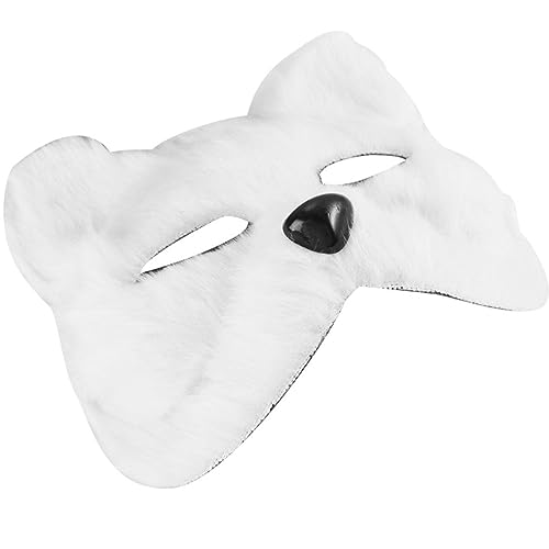 Cabilock Maskerade-Fuchsmasken Pelzige Katzenmaske Therian-Maske Kunstfell-Fuchsmaske Wolfsmasken Plüsch Japanische Kabuki-Masken Karneval Maskerade Cosplay-Kostüm-Requisiten Weiß von Cabilock