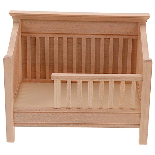 Cabilock Miniaturbett Modell Holzspielzeug Puppenhaus Möbel Schlafzimmer Detailreich Langlebig Stilvoll für Kinderzimmer Wohnzimmer und DIY Puppenhaus Zubehör von Cabilock
