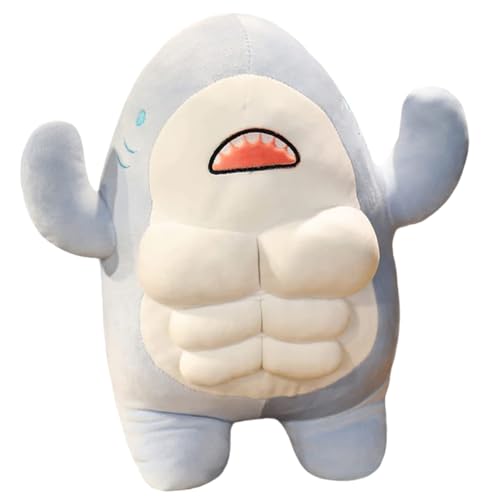 Cabilock Muskel Shark Kuscheltier Blau Weiches Stofftier Cartoon Deko Plüschtier Schlafzimmer Wohnzimmer Sofa von Cabilock