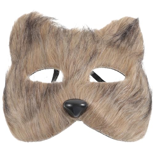 Cabilock Pelzfuchs-Maske Plüsch-Katzenmaske Therian-Maske Halbes Gesicht Wolfsmaske Tiermaske Cosplay-Kostüm-Requisiten Zubehör Für Karneval Maskerade Partybevorzugung Grau von Cabilock