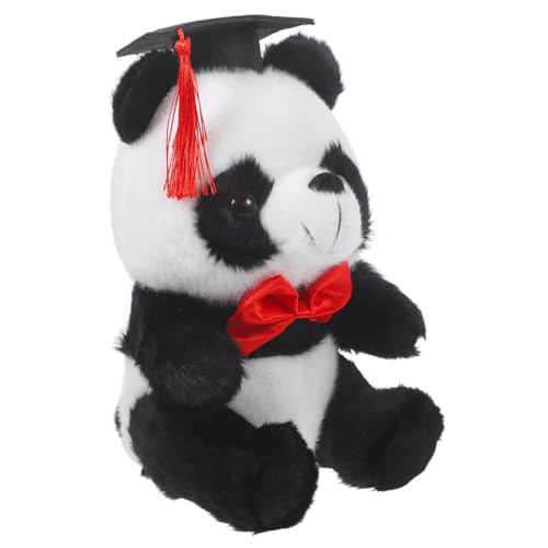 Cabilock Plüsch Panda mit Doktorhut Süßes Abschluss Plüschtier für Graduation Party als oder Dekoration für Schul und Hochschulabschlüsse Leuchtendem Rot mit Schickem Fliegen von Cabilock