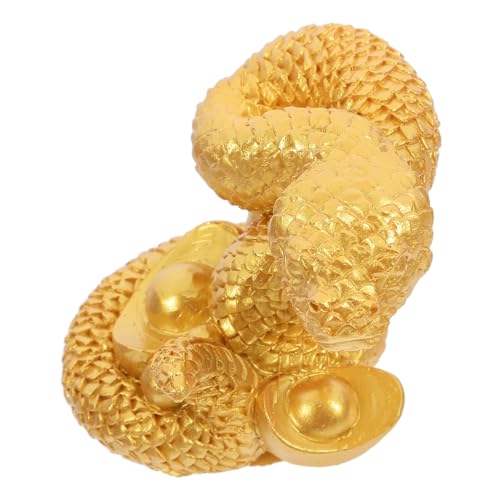 Cabilock Realistische Harz Schlangenfigur mit Goldenem Yuanbao Kleine Tierdekoration für Schreibtisch Wohn und Arbeitszimmer Chinesisches Jahr der Schlange Ornament Lebensechte Tierfigur von Cabilock