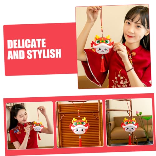 Cabilock Rotes Plüsch Drachen Maskottchen Kuscheltier Anhänger Kawaii Stofftier Chinesisches Neujahr Dekoration für Kindergeburtstag Party Zuhause Auto von Cabilock